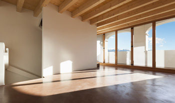 classic empty loft, interior, room with porch